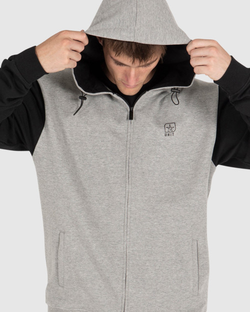 UNIT - STEP ZIP THRU HOODIE GREY MARL L